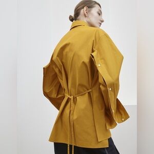 MUNE 100% Cotton Orange Long Sleeve Button Down with Tie in back Size 36